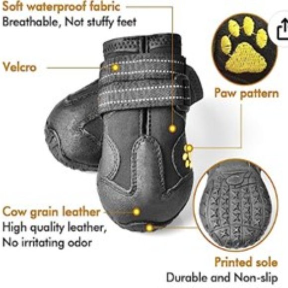 Black XSY & G Waterproof Dog Booties Size 3 - Picture 5 of 5